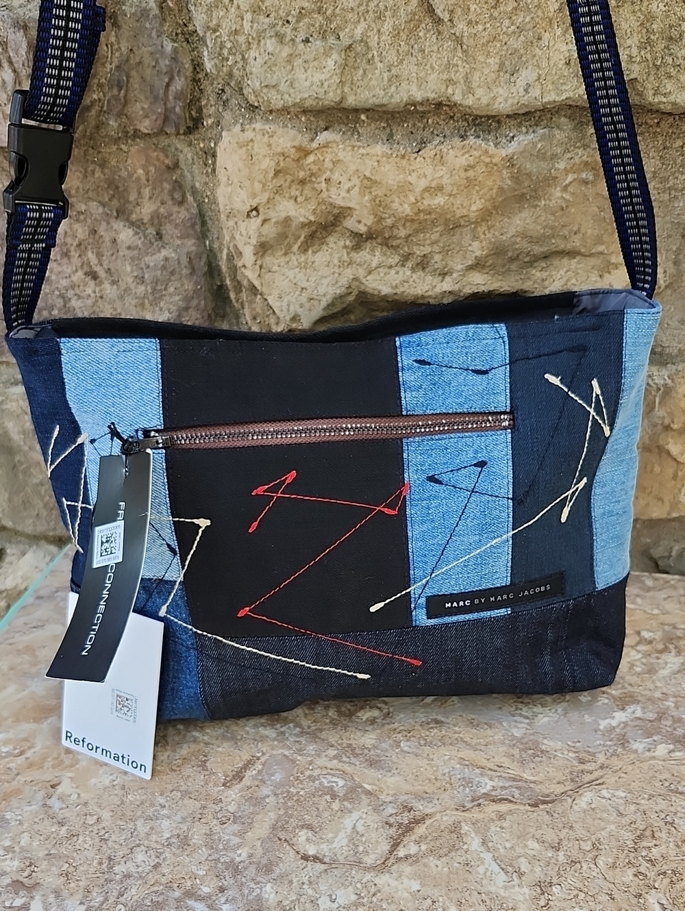 NWOT HANDMADE UPCYCLED/RECYCLED DENIM CROSSBODY/SHOULDER BAG